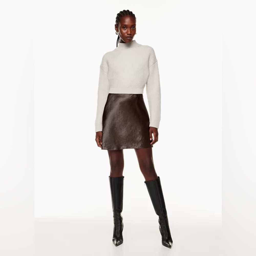 Aritzia Babaton Rich Mocha Brown Mini Slip Skirt Size 0 NWOT